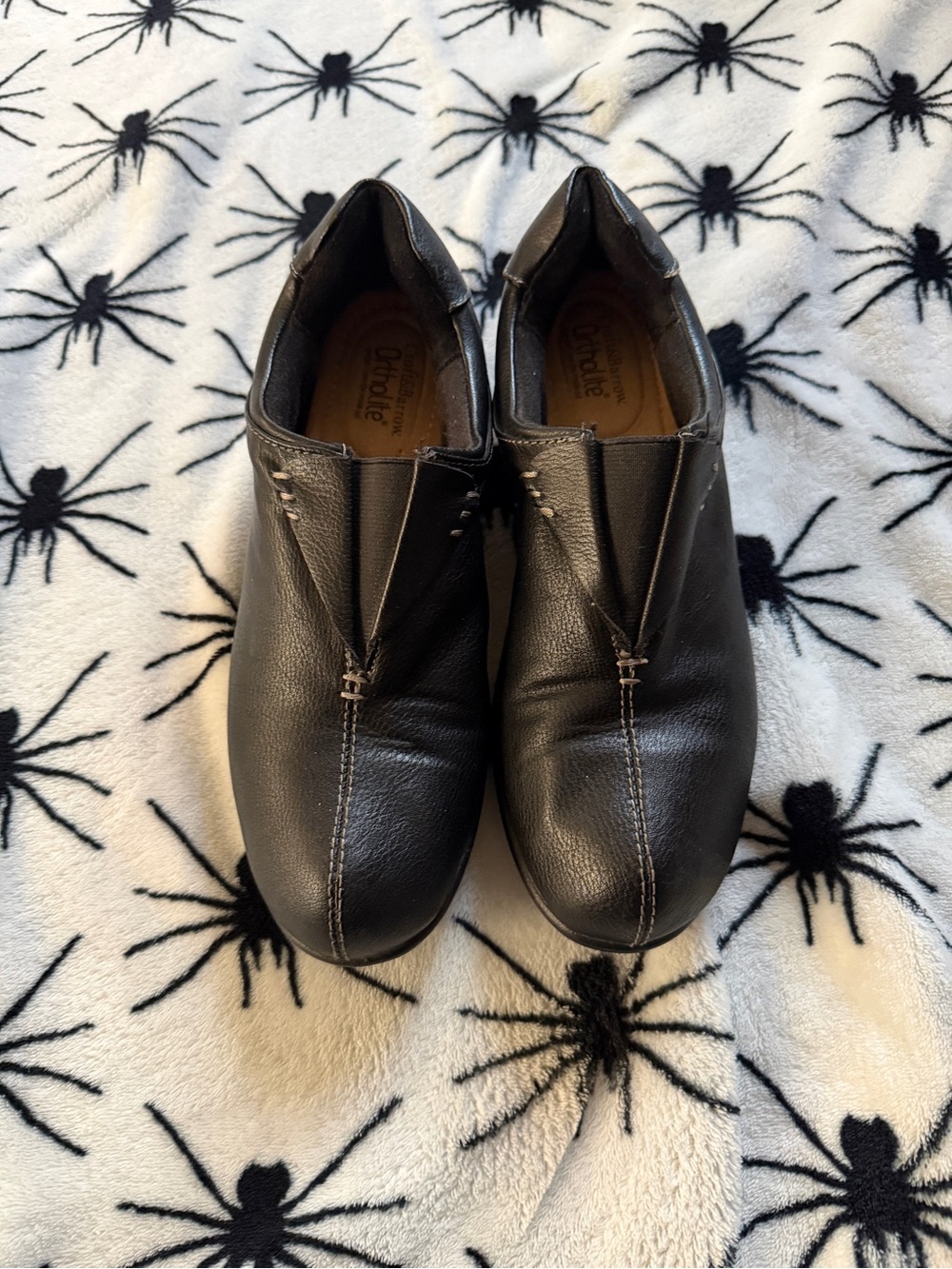 Black Leather Slip-On Comfort Shoes